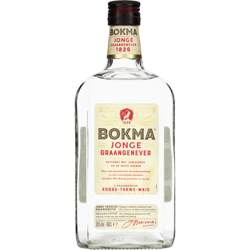 Foto van Bokma Graanjenever jong op witte achtergrond