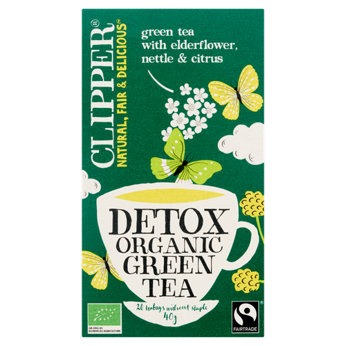 Foto van Clipper Green tea bio green detox 20 zakjes op witte achtergrond