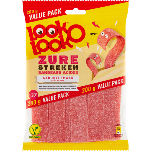 Foto van Look O Look Zure streken aardbei smaak op witte achtergrond