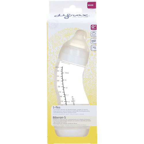 Foto van Difrax S fles breed 310ml op witte achtergrond
