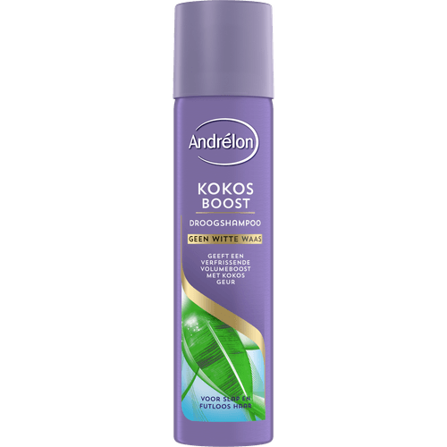 Foto van Andrélon Droogshampoo kokos boost op witte achtergrond