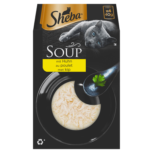 Foto van Sheba Kattenvoer soup kip 4 st. op witte achtergrond