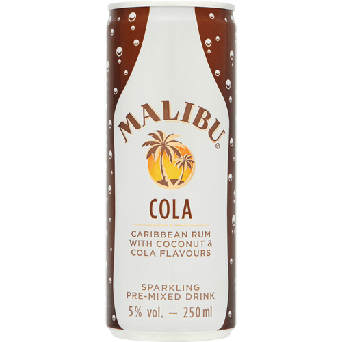 Foto van Malibu Cola op witte achtergrond