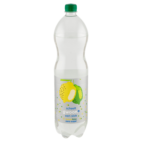 Foto van G'woon Lemon & lime zero sugar op witte achtergrond