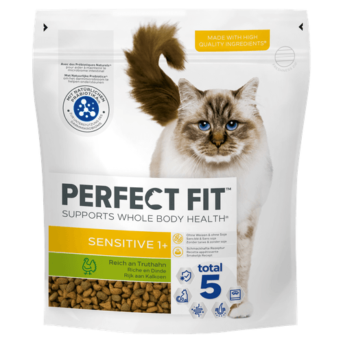 Foto van Perfect Fit Kattenvoer droog sensitive kalkoen op witte achtergrond