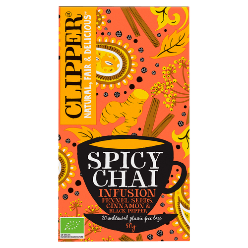 Foto van Clipper Kruidenthee spicy chai 20 zk. op witte achtergrond