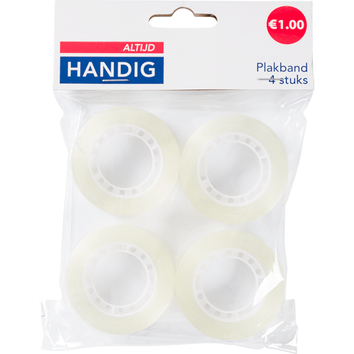 Foto van Altijd handig Plakband 4 rollen 18mm 30 mtr op witte achtergrond