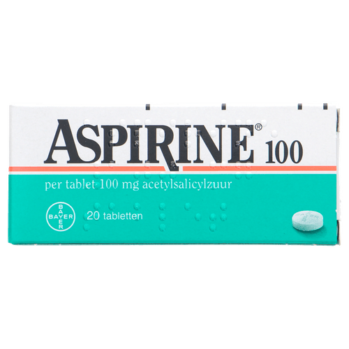 Foto van Bayer Aspirine 100mg op witte achtergrond