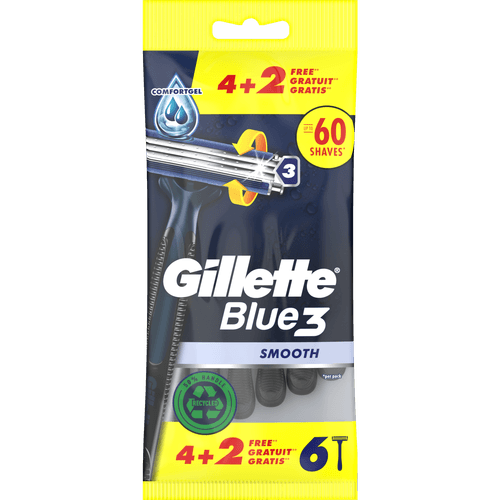 Foto van Gillette Scheermesjes blue iii smooth op witte achtergrond
