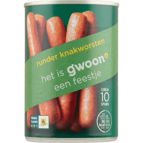 Foto van G'woon Knakworst rund op witte achtergrond