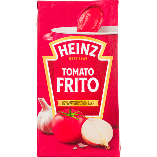 Foto van Heinz Tomato frito op witte achtergrond