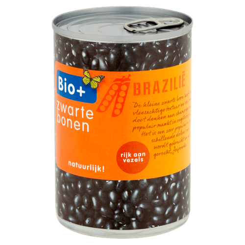 Foto van Bio+ Zwarte bonen op witte achtergrond