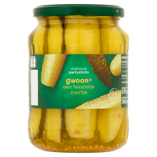 Foto van G'woon Partysticks zoetzuur op witte achtergrond