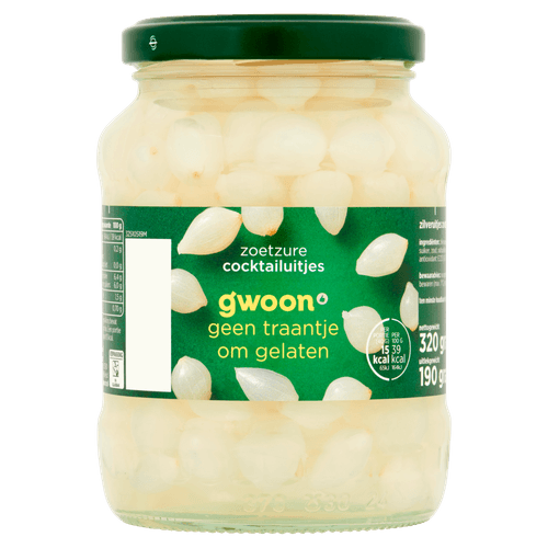 Foto van G'woon Cocktailuitjes zoetzuur op witte achtergrond