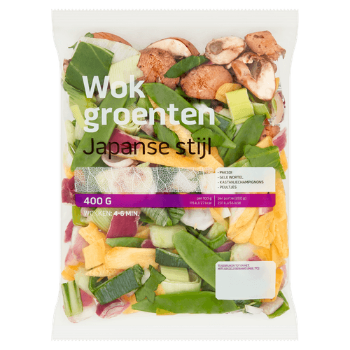 Foto van Wokgroente japanse stijl op witte achtergrond