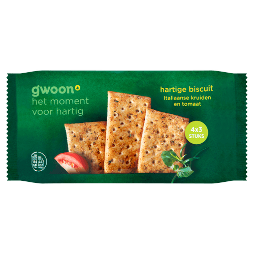 Foto van G'woon Hartige biscuit ita. kruiden/tomaat op witte achtergrond