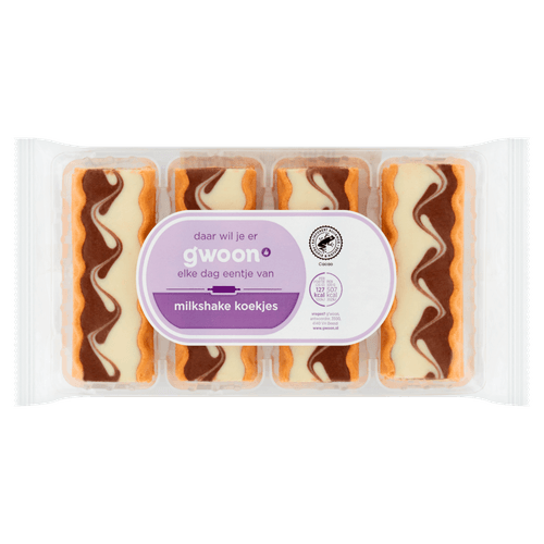 Foto van G'woon Biscuits milkshake choco op witte achtergrond