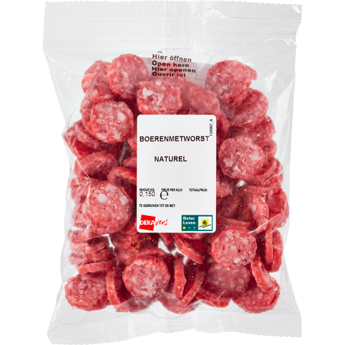 Foto van DekaVers Boerenmetworst naturel op witte achtergrond