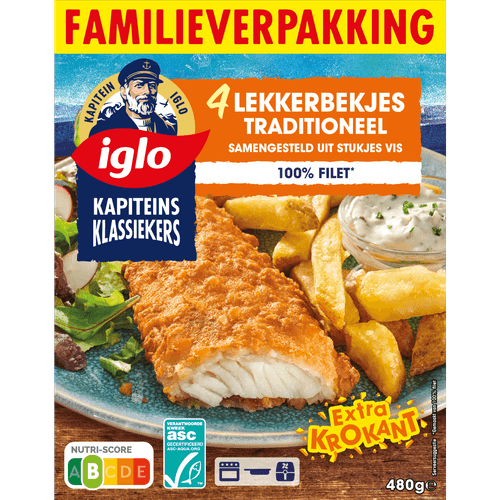 Foto van Iglo Kapiteins Klassiekers Lekkerbekjes naturel op witte achtergrond