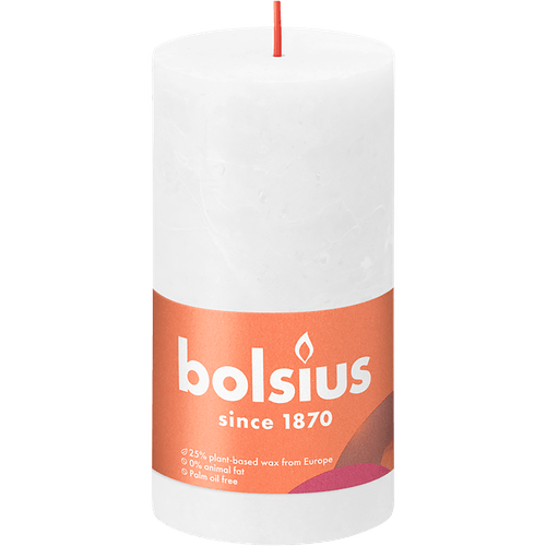 Foto van Bolsius Kaars rustiek wit op witte achtergrond