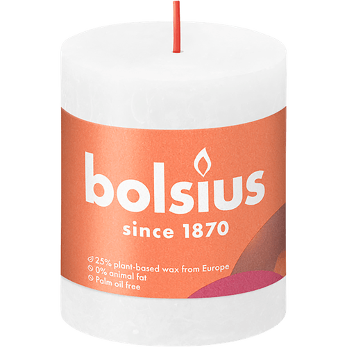 Foto van Bolsius Kaars rustiek wit op witte achtergrond