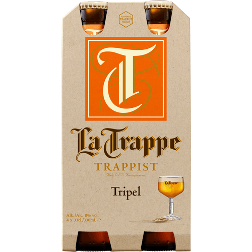 Foto van La Trappe Tripel 4x33 cl op witte achtergrond