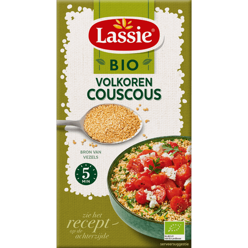 Foto van Lassie Bio volkoren couscous op witte achtergrond