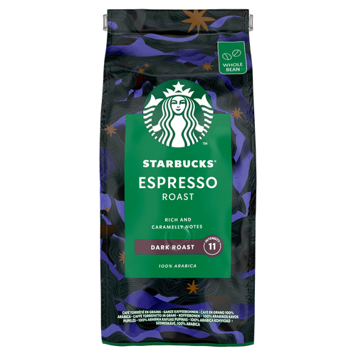 Foto van Starbucks Koffiebonen espresso dark roast op witte achtergrond