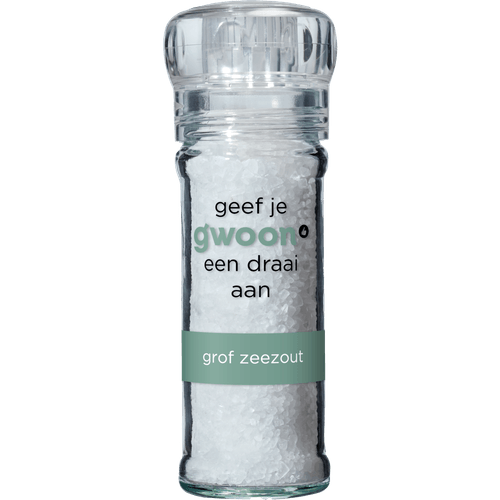 Foto van G'woon Zeezout molen grof op witte achtergrond