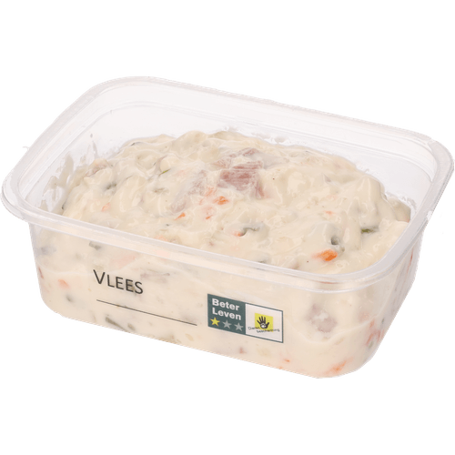 Foto van 1 de Beste Ambachtelijke vleessalade op witte achtergrond