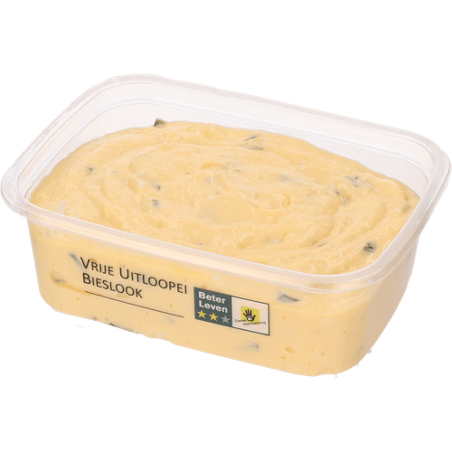 Foto van 1 de Beste Vrije uitloopei bieslook salade op witte achtergrond