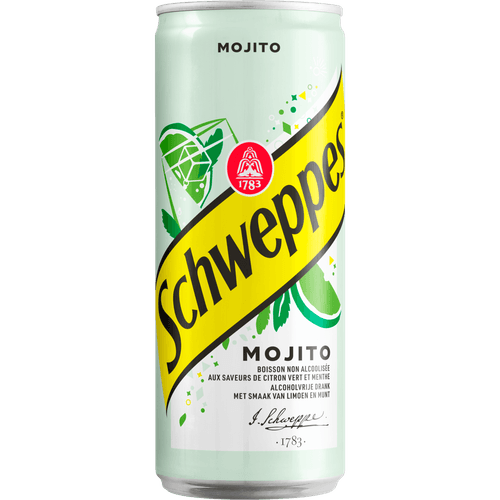 Foto van Schweppes Mojito op witte achtergrond