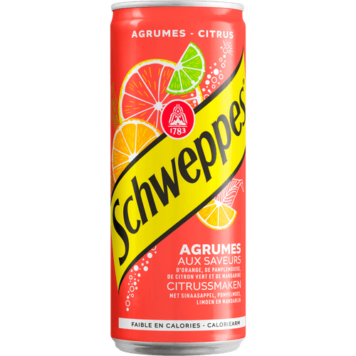 Foto van Schweppes Agrumes citrus op witte achtergrond