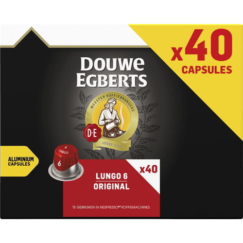 Foto van Douwe Egberts Koffiecups lungo original op witte achtergrond