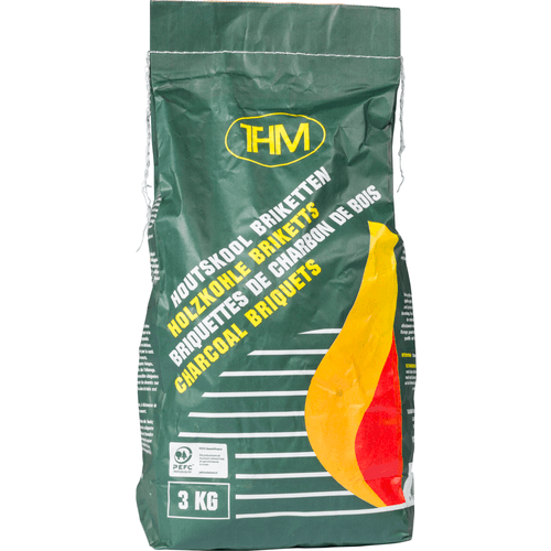 Foto van THM Houtskoolbriketten op witte achtergrond