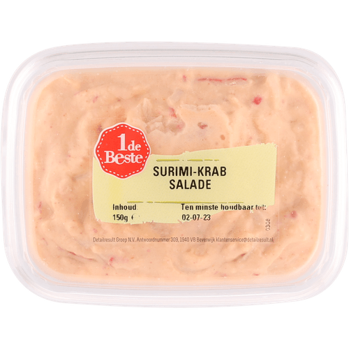 Foto van 1 de Beste Salade surimi krab op witte achtergrond