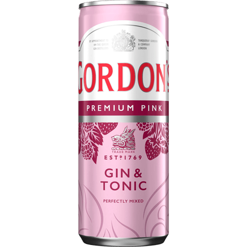 Foto van Gordon's Pink gin & tonic op witte achtergrond