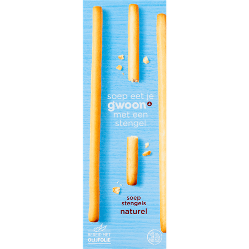 Foto van G'woon Soepstengels naturel op witte achtergrond