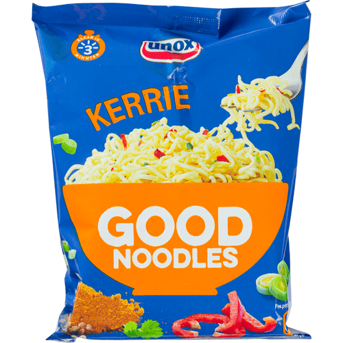 Foto van Unox Good noodles kerrie op witte achtergrond