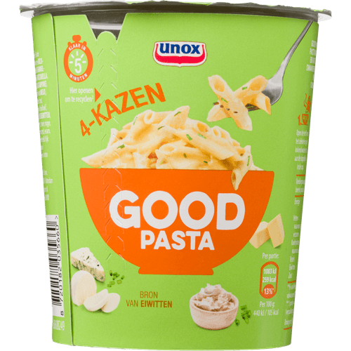 Foto van Unox Good pasta 4 kazen op witte achtergrond