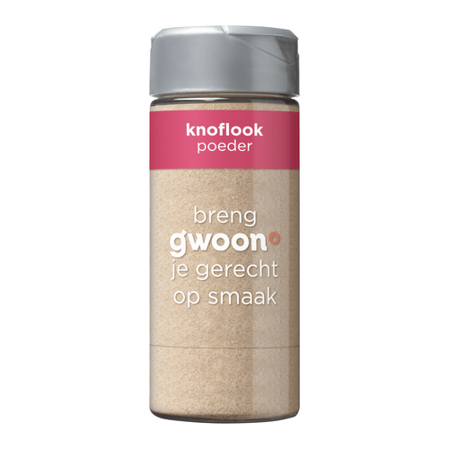 Foto van G'woon Knoflookpoeder op witte achtergrond