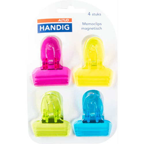 Foto van Altijd handig Memo clips magnetisch 4 stuks op witte achtergrond