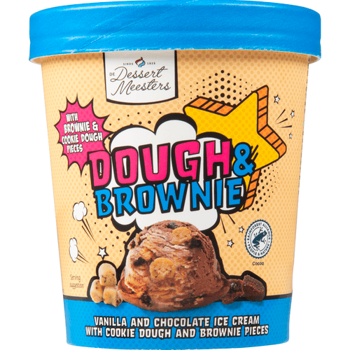 Foto van De Dessert Meesters Dough & brownie op witte achtergrond