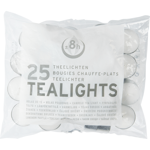 Foto van Theelichten 8 uur op witte achtergrond