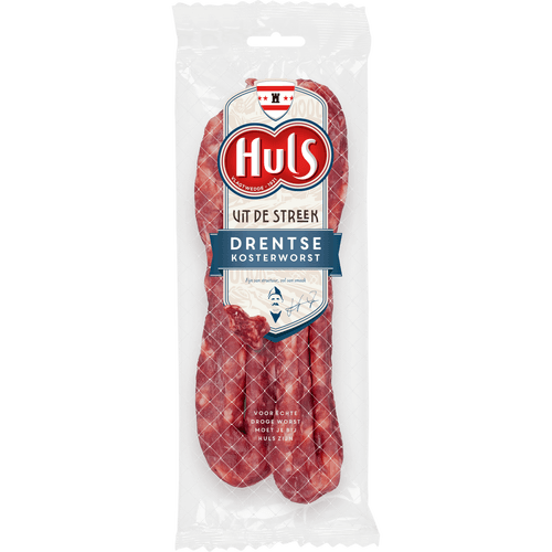 Foto van Huls Drentse kosterworst 2 stuks op witte achtergrond