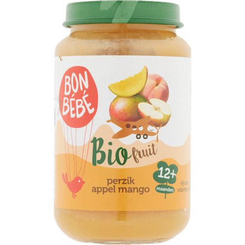 Foto van Bonbébé F1207 bio perzik appel mango op witte achtergrond