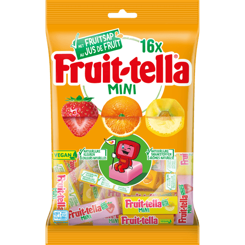 Foto van Fruittella Mini vegan op witte achtergrond