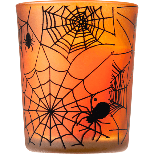 Foto van Halloween kaars in glas op witte achtergrond