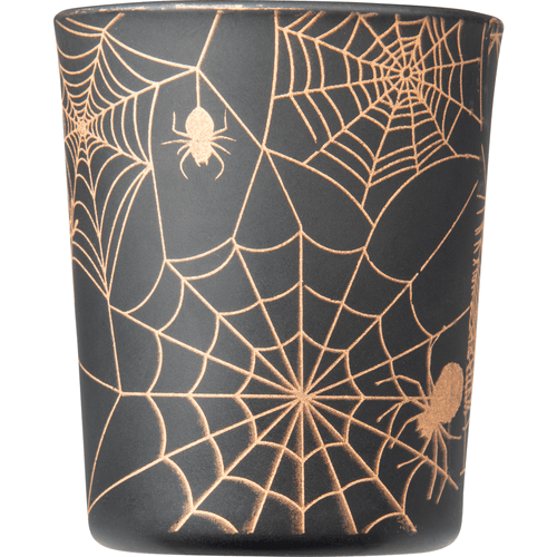 Foto van Halloween kaars in glas op witte achtergrond