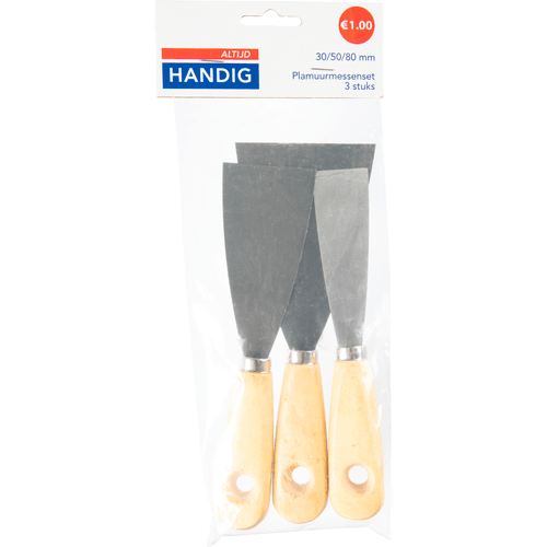 Foto van Altijd handig Plamuurmessen 3-delig op witte achtergrond